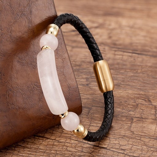 Läderarmband med natursten