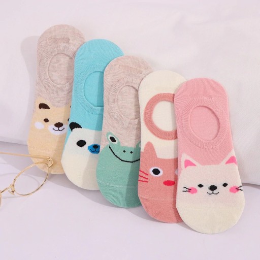 Ladies' Ankle Socks with Animals - 5 Pairs