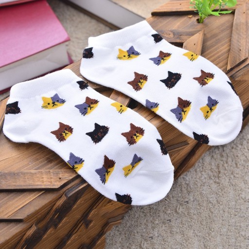 Ladies' Ankle Socks with Cats - 3 Pairs