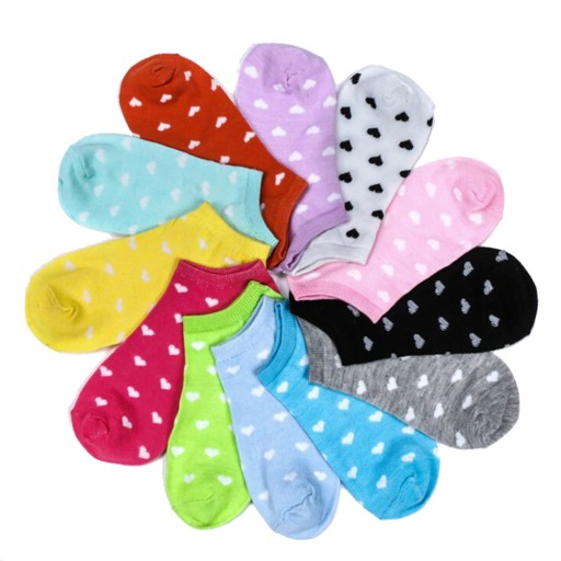 Ladies' Ankle Socks with Hearts - 5 Pairs