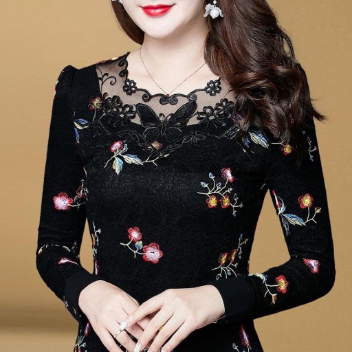 Ladies' Black Blouse with Lace