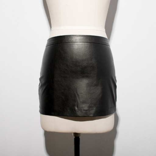 Ladies' Black Leather Mini Skirt with Zip