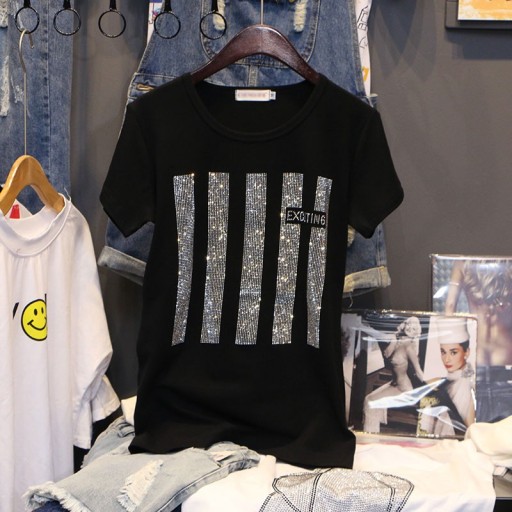 Ladies' Black T-Shirt with Sequins