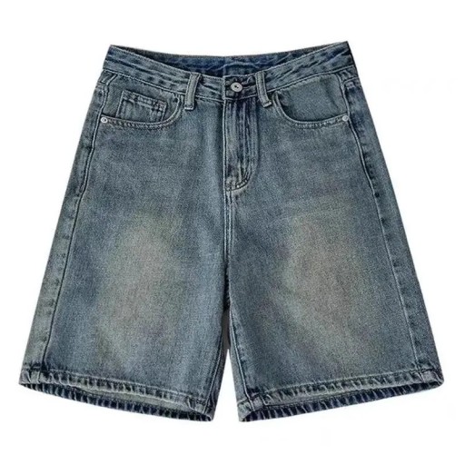 Ladies' Blue Denim Shorts with Distressed Effect, Wide Legs and High Waist, Denim Shorts for Summer in the City and Outdoors