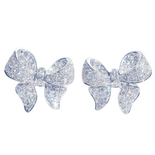 Ladies' Bow Earrings with Zirconia
