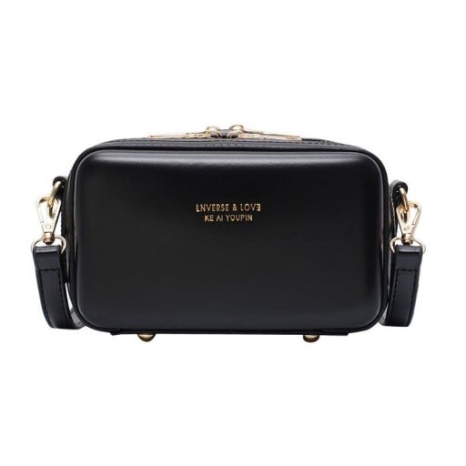 Ladies' box-shaped crossbody handbag Zip fastening Metal feet Adjustable strap with carabiners PU leather 17 x 10 x 8.5 cm