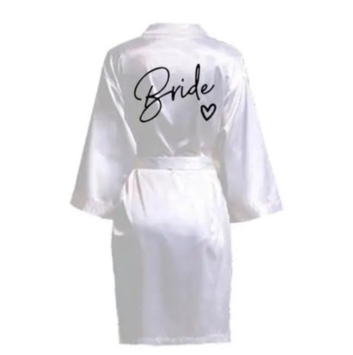 Ladies' Bride Robe Silk Soft Lightweight Robe with Bride Inscription Tie at Waist Polyester Satin for Wedding Preparations