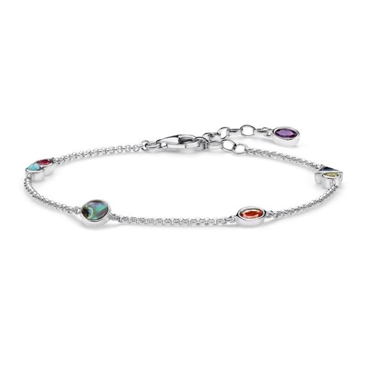 Ladies' Chain Bracelet with Coloured Stones P201