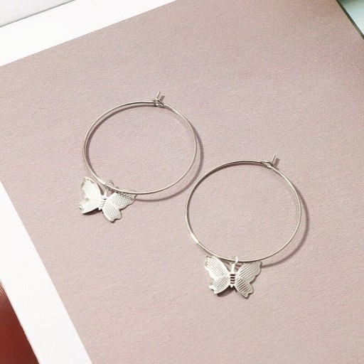 Ladies' Circular Earrings with Butterfly C1093