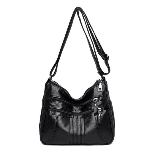 Ladies' Crossbody Bag in PU Leather Two Front Zip Pockets Adjustable Strap Size 26 x 20 x 11 cm For Everyday Use