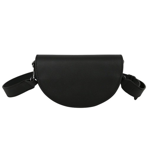 Ladies' Crossbody Bag in the Shape of a Half-Moon with a Flap Wide Detachable Shoulder Strap PU Leather and Polyester 20 x 12 x 8 cm
