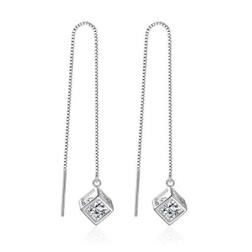 Ladies' Drop Earrings with Cube C1104
