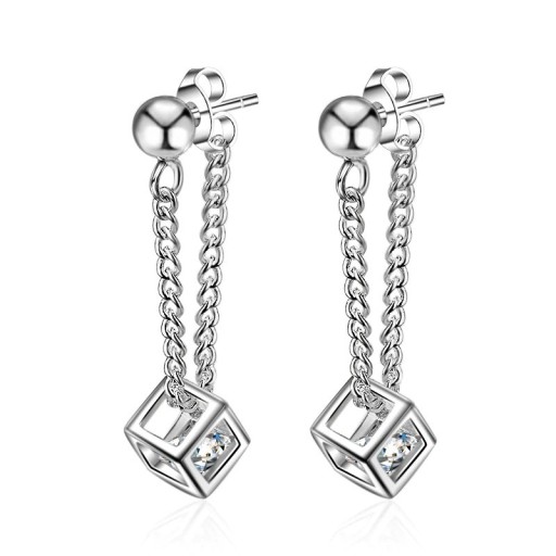 Ladies' Drop Earrings with Cube