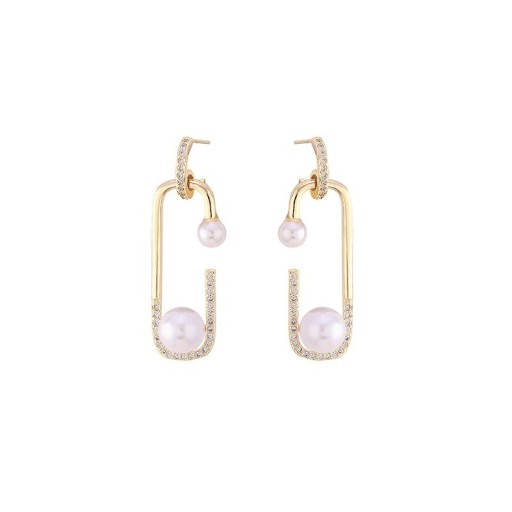 Ladies' Drop Earrings with Pearl and Zirconia G302