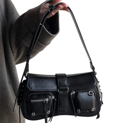 Ladies' Goth Handbag 28 x 7 x 15 cm Artificial Leather and Polyester Dark Alternative Design Stylish Shoulder Bag