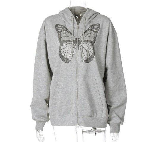 Ladies' Grey Butterfly Hoodie P2457