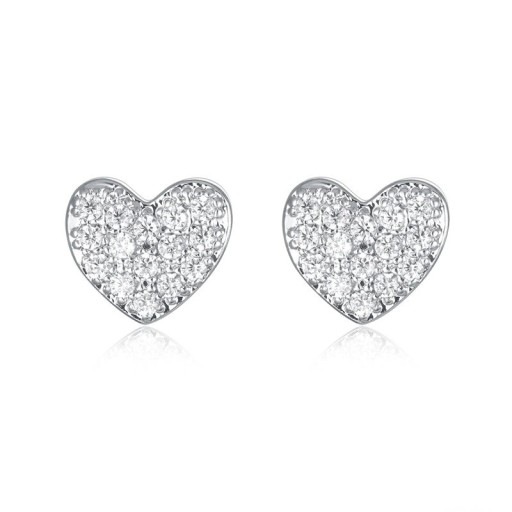Ladies' Heart Stud Earrings with Zirconia G124