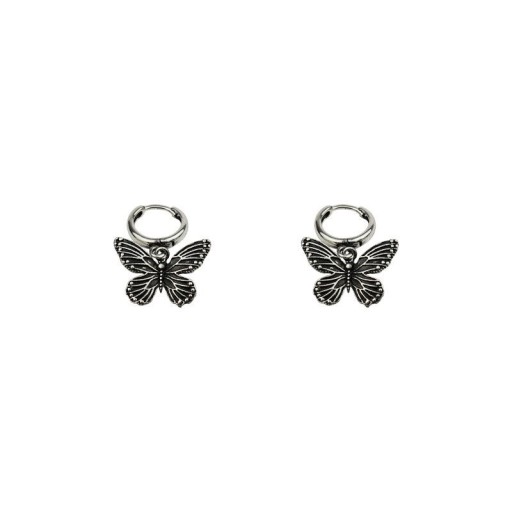 Ladies' Hoop Earrings with Butterfly Pendant G572