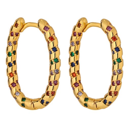 Ladies' Hoop Earrings with Coloured Zircons