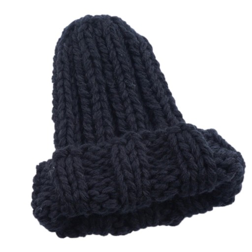 Ladies' Knitted Wool Beanie Chunky Ribbed Knitting Wide Turned-up Brim Loose Slightly Elongated Fit Head Circumference 56 to 58 cm