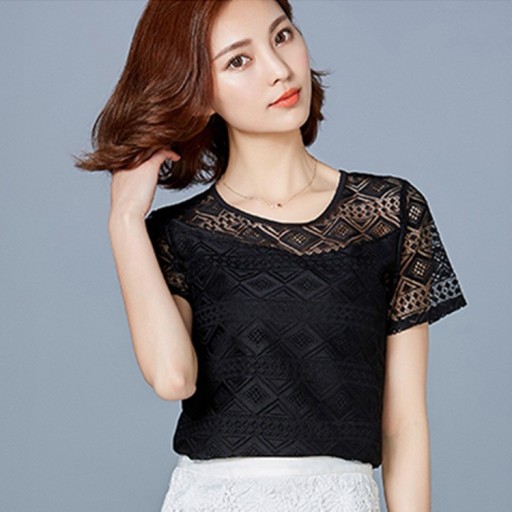 Ladies' Lace T-Shirt - Black