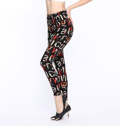 Ladies' Leggings with Letters - Black