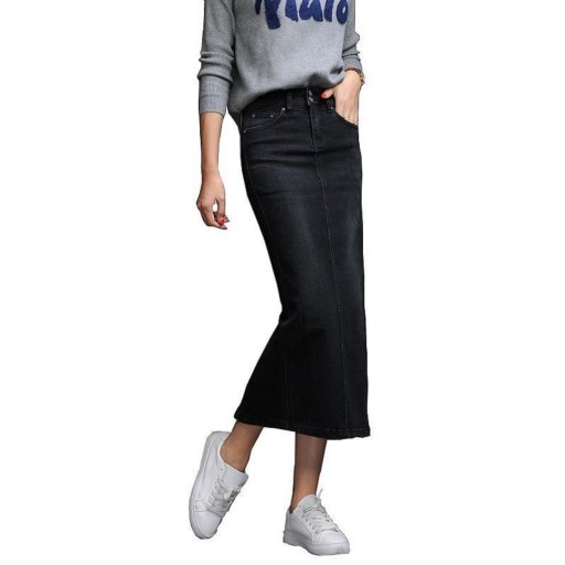 Ladies' Long Denim Skirt with Split