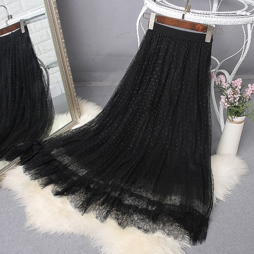 Ladies' Long Skirt with Lace and Dots