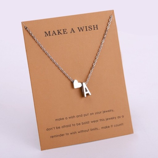 Ladies' Necklace Letter A with Heart