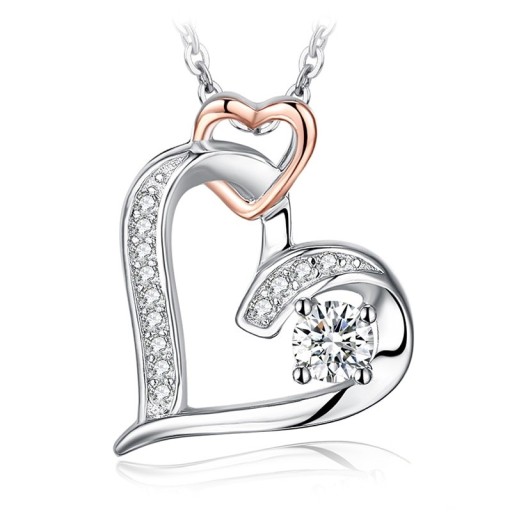 Ladies' Necklace with Hearts and Crystal