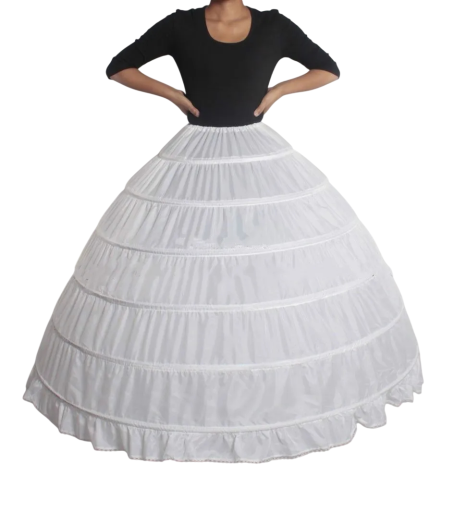 Ladies' Petticoat 6 Hoops with Lower Ruffles Fully Volume Crinoline for Wedding and Ball Gowns Rich Lower Skirt Princess Cut