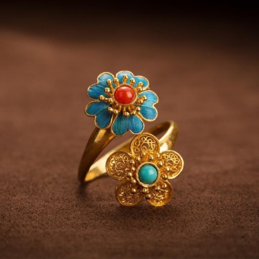 Ladies' Ring with Flowers D1681