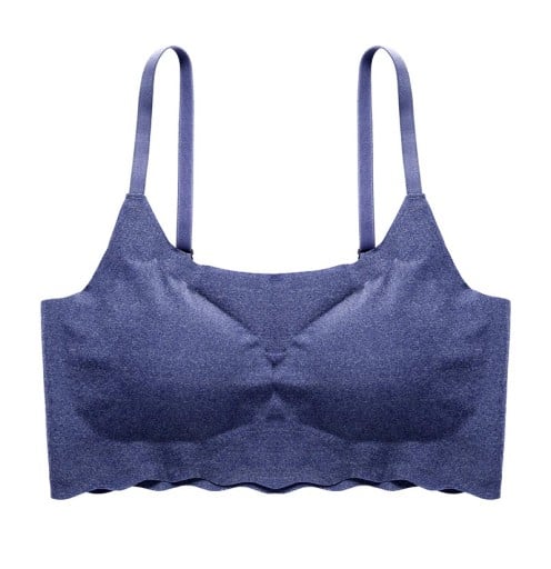 Ladies' Seamless Fitness Bra with Removable Pads Thin Straps Wide Hem with Wavy Edge Nylon Knit For Exercise