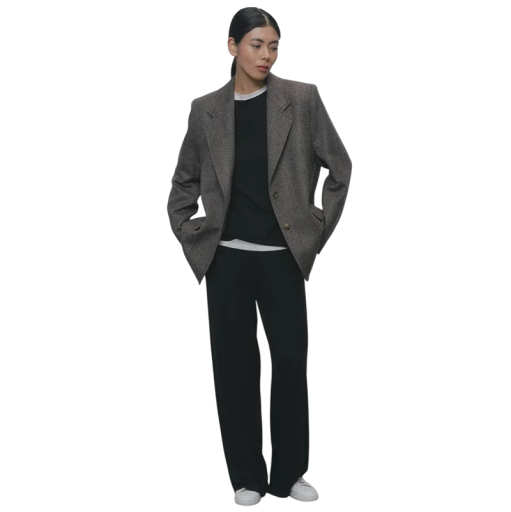 Ladies' Set Long Sleeve Top and Trousers Boat Neck and Wide Legs Elastic Waist Material Cotton For Home and Out