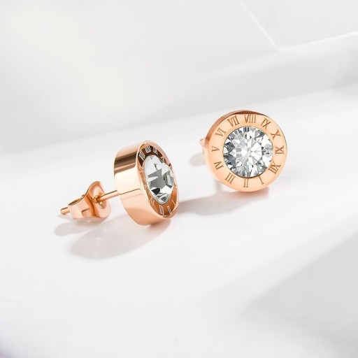 Ladies' Stud Earrings with Roman Numerals