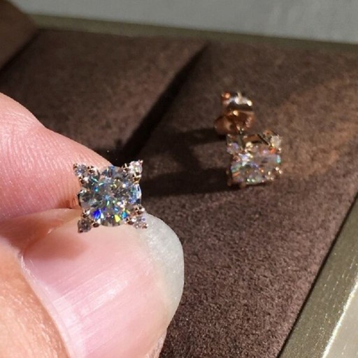 Ladies' Stud Earrings with Zircon H795