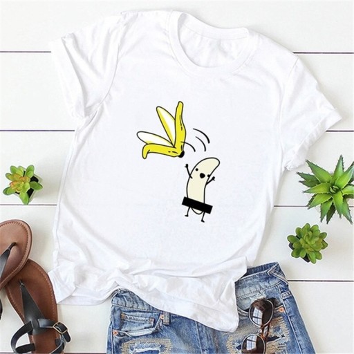 Ladies' T-shirt with Funny Banana Print