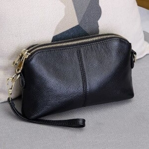 Ladies' Zipped Crossbody Bag Two Zipped Compartments Rounded Shape Grainy Surface Strap with Metal Carabiners PU Leather and Polyester