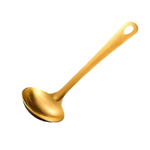 Ladle da cucina in stile coreano in acciaio inossidabile dorato utensile da cucina domestico con manico lungo per servire zuppe e salse