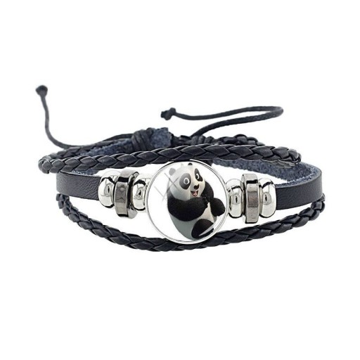 Læder panda armbånd