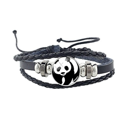 Læder panda armbånd