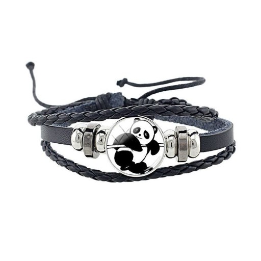 Læder panda armbånd