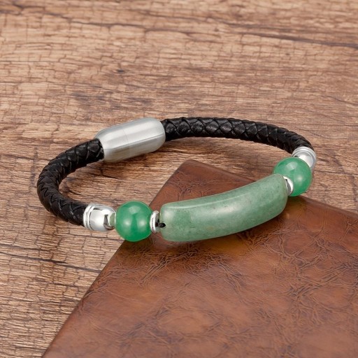 Læderarmbånd med natursten