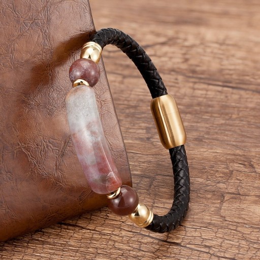 Læderarmbånd med natursten