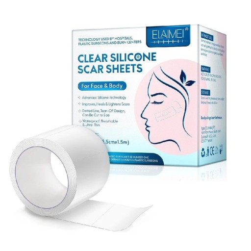 Lámina de silicona invisible para cicatrices, 1 rollo de 2,5 cm x 1,5 m, cinta autoadhesiva para cubrir y tratar cicatrices, resistente al agua, ayuda