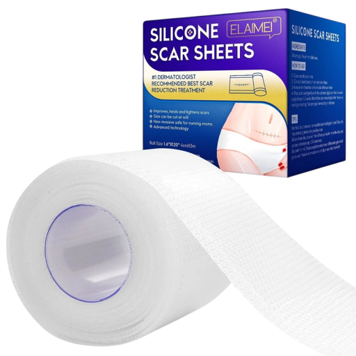 Lámina de silicona invisible para cicatrices, 1 rollo de 4 cm x 3 m, cinta autoadhesiva para cubrir y tratar cicatrices, resistente al agua, ayuda para el cuidado de la piel