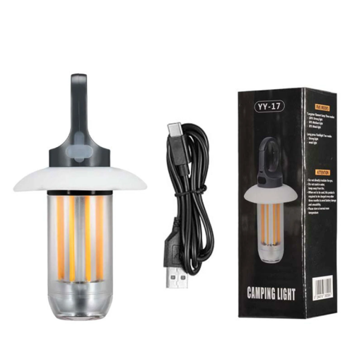 Lampă de camping LED reîncărcabilă USB 13 x 7 cm, lumină portabilă impermeabilă pentru cort în aer liber, cu cârlig pentru exterior
