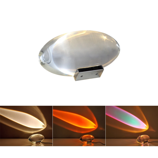 Lampă de proiecție de masă LED din cristal 7,5 x 5 cm, design italian, 3 culori de lumină, iluminat decorativ, dormitor, living
