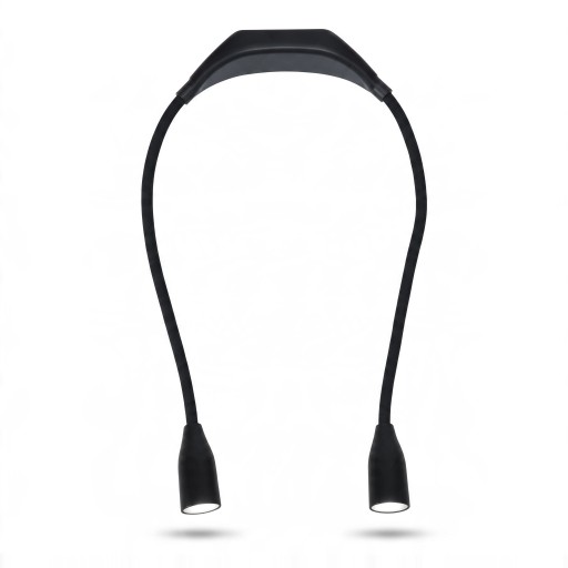 Lampă LED pentru gât cu două brațe flexibile, 3 culori de lumină și 9 moduri, alimentare 2x AA, 30 x 15 cm, pentru citit, croșetat și camping