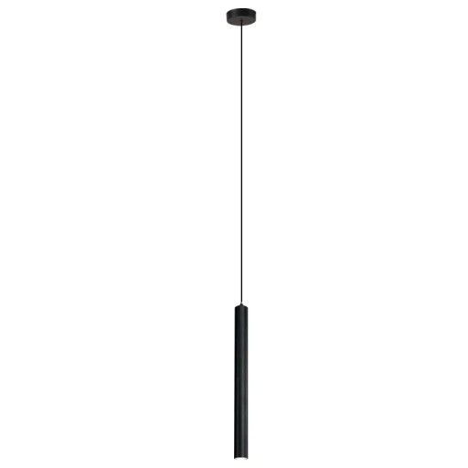 Lampă modernă cu suspendare LED, metal, 3W Candelabru tubular alb cald pe cablu 2m Lumină minimalistă neagră 30 x 3cm